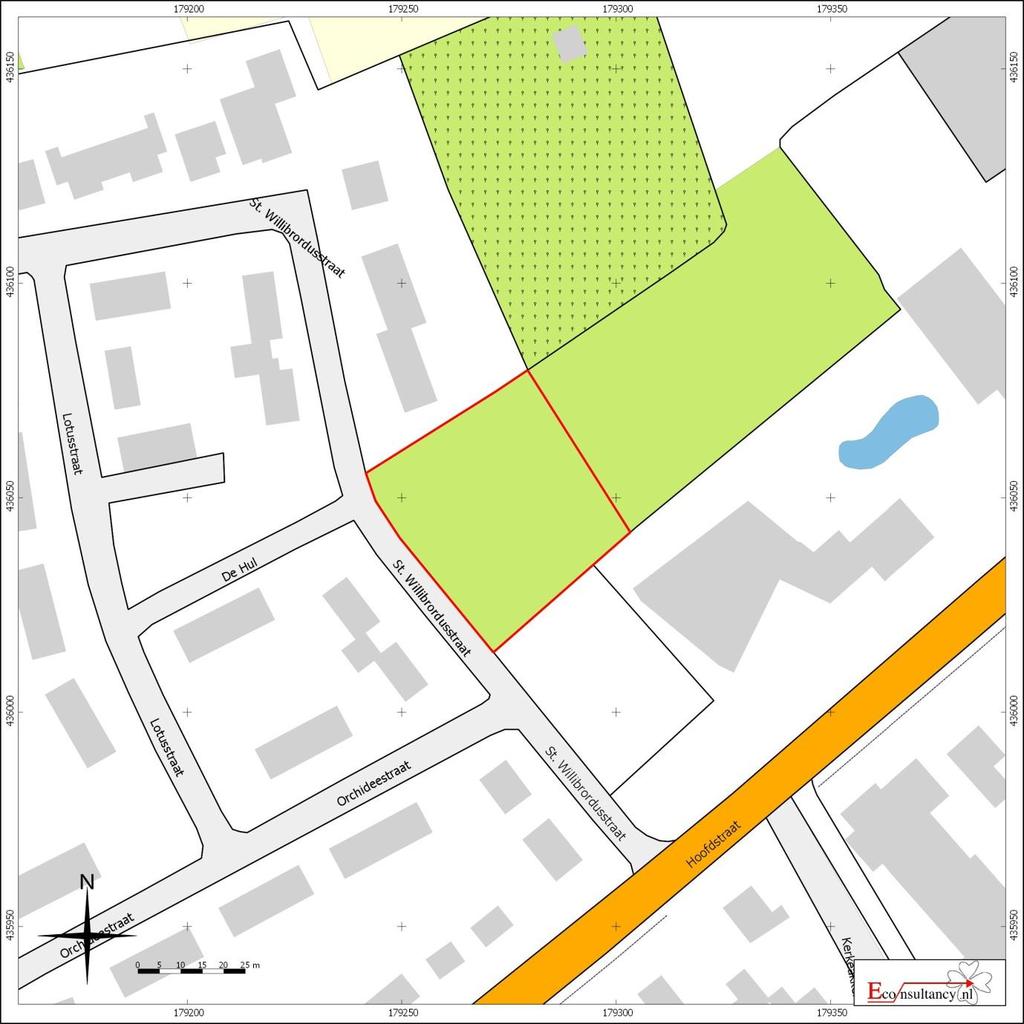 Figuur 2. Detailkaart van het plangebied Herveld (gemeente Overbetuwe) - St. Willibrordusstraat (ong.