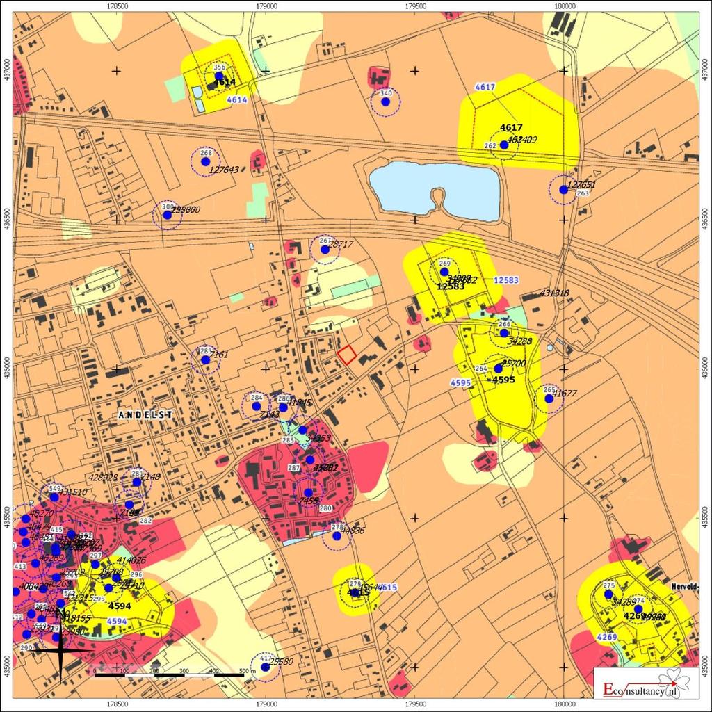 Figuur 17. Situering van het plangebied binnen de archeologische beleidskaart gemeente Overbetuwe Herveld (gemeente Overbetuwe) - St.