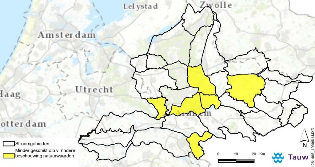 Dit stroomgebied is daarom aangemerkt in de nadere beschouwing, om deze kansen beter te bestuderen. In figuur 4.2 is het procentuele oppervlak aan aquatische natuur weergegeven.