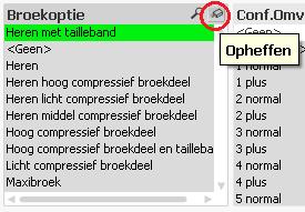 Knopfuncties Het is mogelijk om per veld de selectie weer op te heffen. Dit kan door rechtsboven op het knopje opheffen te klikken.