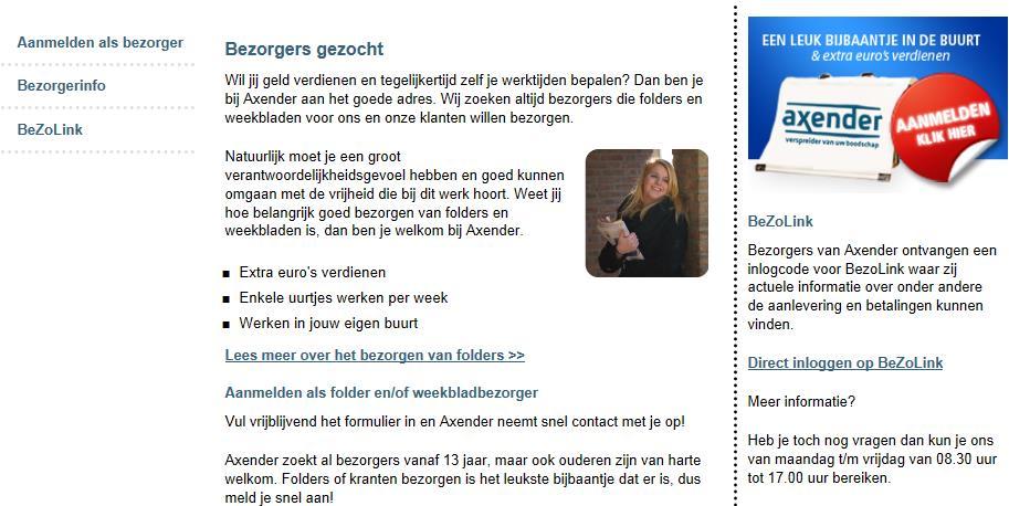 Inloggen Ga naar de website www.axender.