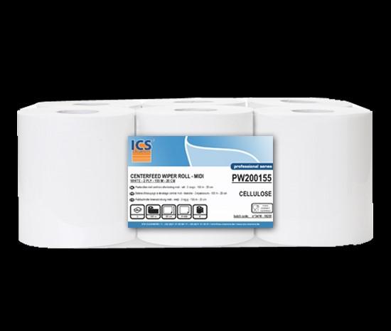 PW200 PW240 DISPOSABLES - WHITE CLEANING PAPER MIDI WHITE 155 m - 20 cm - 2ply CLEANING PAPER MAXI WHITE 380 m - 24 cm - 2ply NL - Wit poetspapier met centrale afwikkeling.
