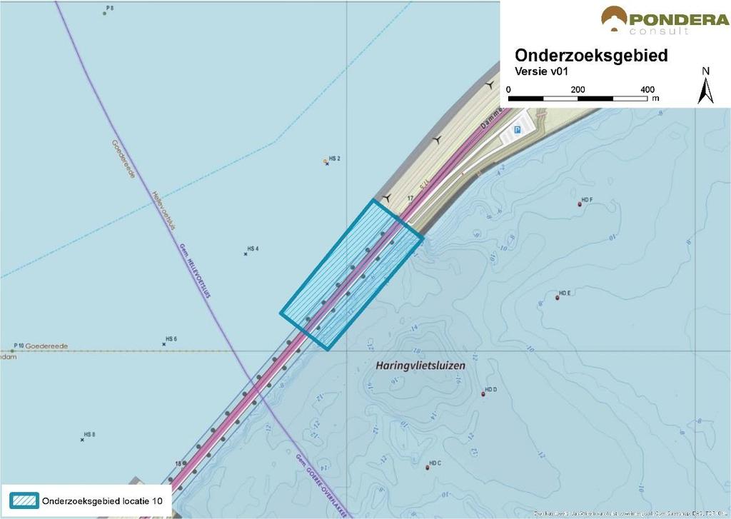 155 BEOORDELING ONDERZOEKSGEBIED 10 HARINGVLIETDAM NOORD VERLENGING Beschrijving locatie De verlenging van de Haringvlietdam ligt aan de zuidkant in het verlengde van locatie 9 (Haringvlietdam Noord)