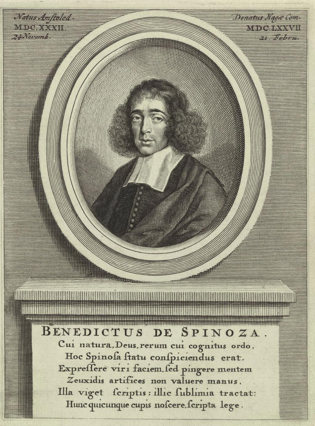 Wiep van Bunge Fig. 1: Portret van Baruch/Benedictus de Spinoza (1632 1677), door onbekende graveur, bijgebonden in sommige edities van de Opera Posthuma (1677).