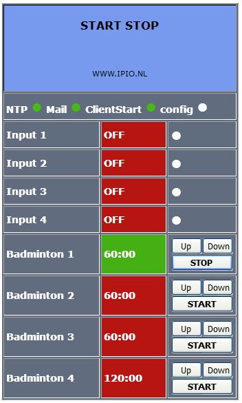 Timer Output 1 is geaktiveerd en wacht op starten door klant op input 1 Zodra input 1 wordt gemaakt met bijv.