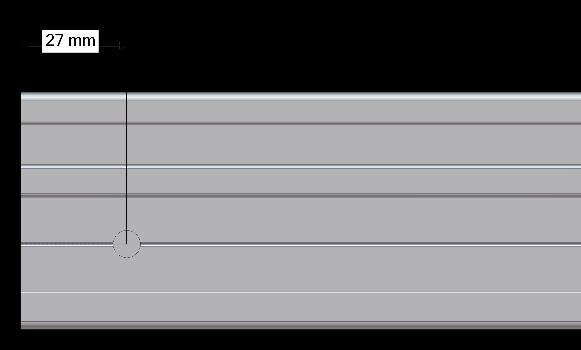 Boor 3 gaten van 7 mm per zijgeleider zoals hieronder afgebeeld.