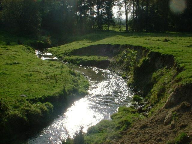 Beschrijving: Bekijk op een kaart het bovenaanzicht van de beek/rivierloop.