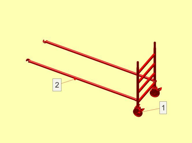 7 OPBOUW VAN DE SMALLE ROLSTEIGER (2,4,6,8,10,12 m) 1: Steek beide wielen in het 4- trapsraam; zorg ervoor