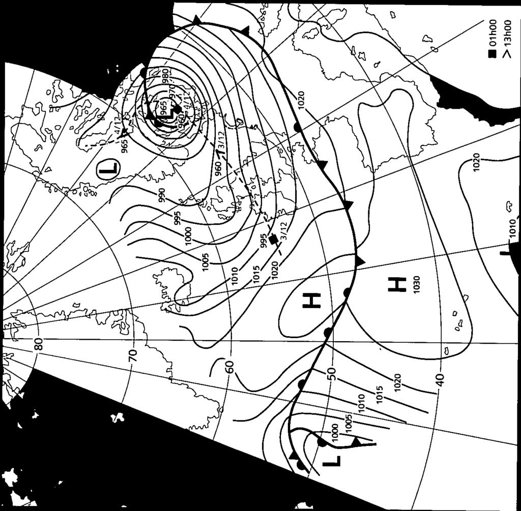De grootste windkracht bereikt de storm in het oostelijke deel van de Duitse Bocht, 11 tot 12 Bft. In de middag draait de wind naar het westen en is de storm over zijn hoogtepunt heen.