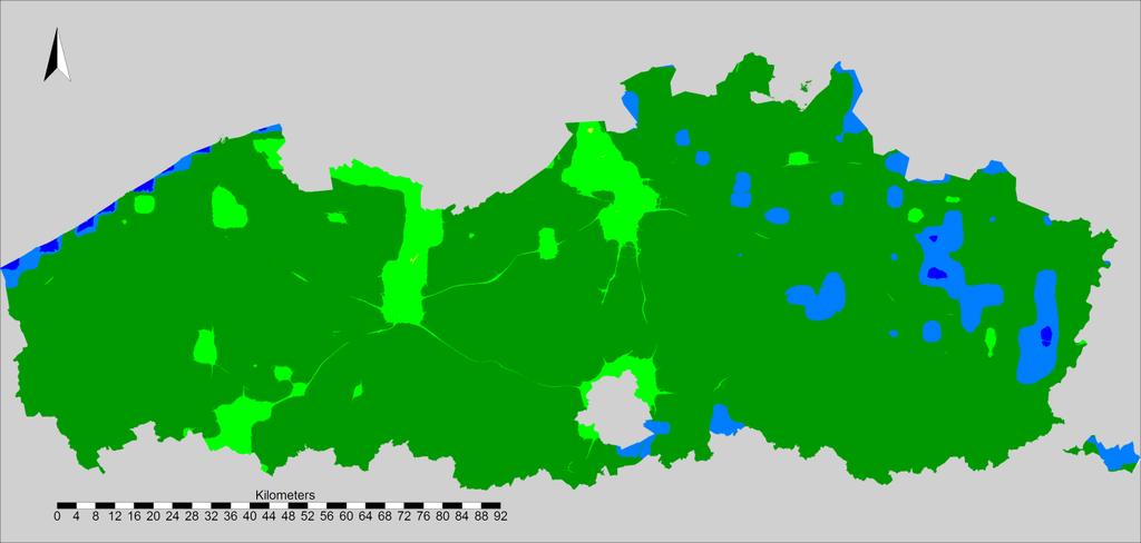 HOOFDSTUK 3 NO2 en fijn stof nu en in de toekomst Figuur 19 : Jaargemiddelde PM 10 -concentratie voor het jaar 2015 (-scenario).