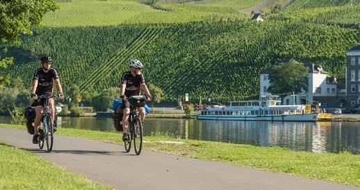 Fietstochten in het Moezelland Fiets in vijf etappes van het Saarburgerland via Trier en de Middenmoezel tot aan de legendarische Benedenmoezel. En dat naar wens geheel zonder bagage.