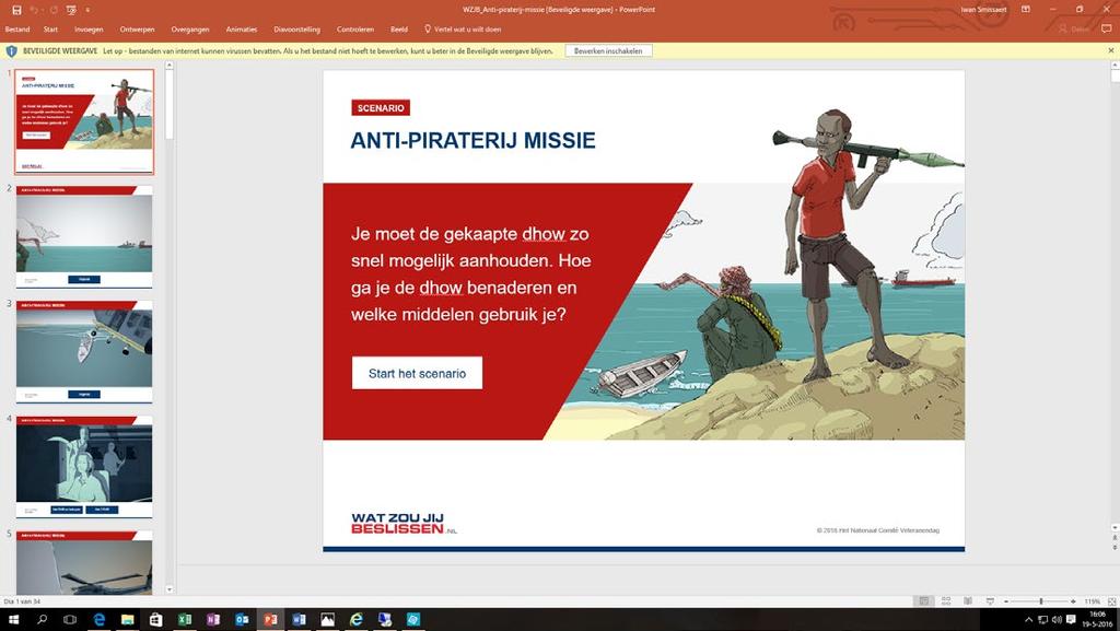 3. U bent bijna gereed voor uw presentatie, links op uw scherm staan de