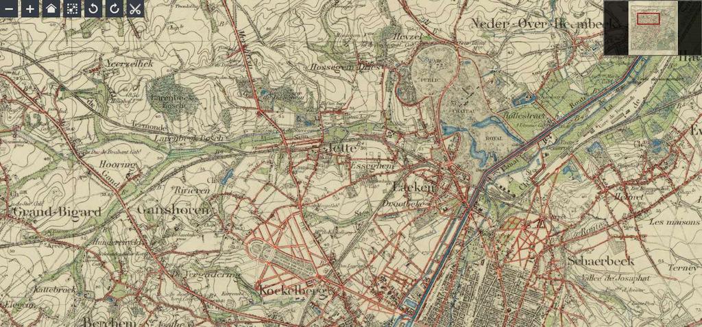 Eind XIXe eeuw de vallei /Kaart van het militair cartografisch instituut eind 19e eeuw