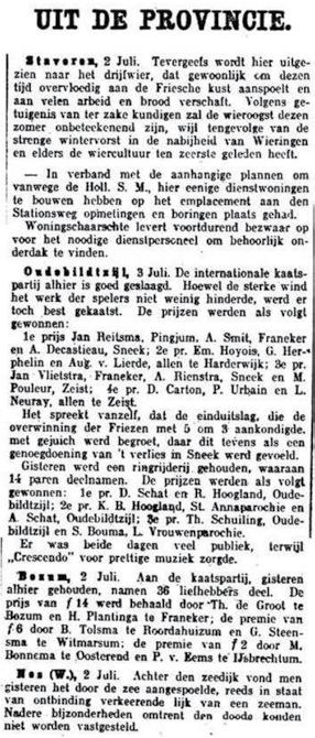 1921 Eerste netúlleboek fan KV De Kolk begint in 1921.