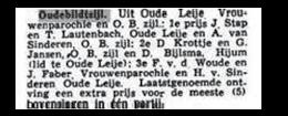 1941 maandag 7 juli 1. P. Porte - J. Stienstra - D. de Jong 2. Kl. de Jong - G. de Jong - P. van Noord 3. P. Jansen - S. Keizer - Ae. de Jong 4. D. Zijlstra - J. Ronda - C. Post oudere klasse > 40 jr.