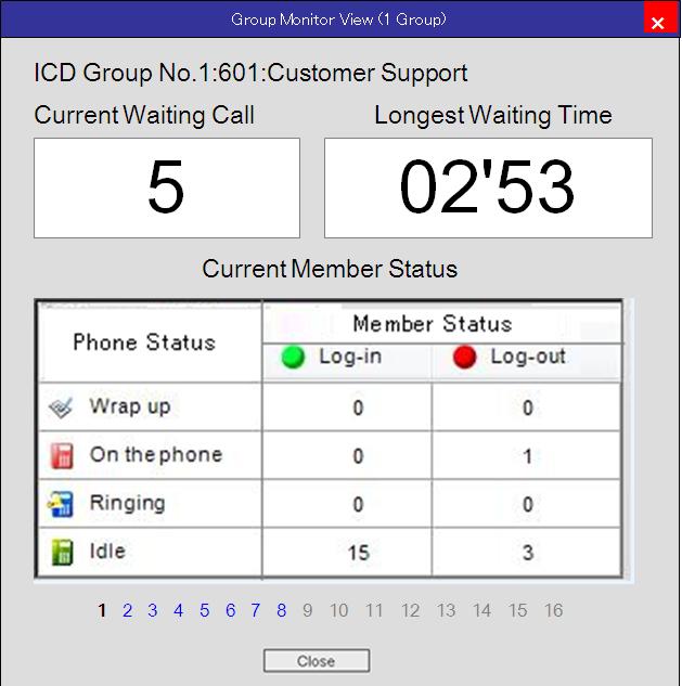 1.10.4 Toezicht (Automatic Call Distributor [ACD]) Functie Gebruikerrapport Group-rapport Beschrijving Kan rapporten bekijken van elke gebruiker (toestelnummer of verificatiecode).