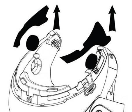 Verwijder de comfortkap (zie de gebruiksaanwijzing van de helm). Verwijder de schroef van de randpakking met behulp van de daarvoor bestemde sleutel (Fig. 1).