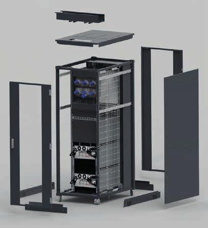 3 x 2 feeds 32A 230V/1ph/50Hz (A & B) Glasdeuren Het rack is zowel voor als achter voorzien van een glasdeur met helder glas.