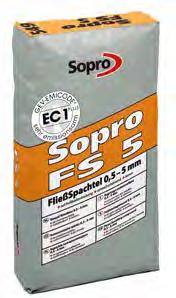 Het Sopro concept voor zelfnivellerende egalisatiemassa s en dekvloeren: Sopro FS 5 tot 5 mm Sopro FS 15 plus tot 40 mm Sopro Rapidur FE Nivelleer van 20 70 mm Eigenschappen: Laagdikten