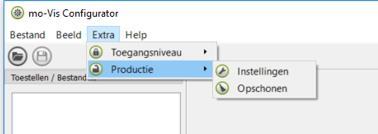 3.3. Productie-instellingen Wanneer u op "Gereedschap Productie" klikt, verschijnt het icoon "Productie-instellingen" en "Productie leeg".