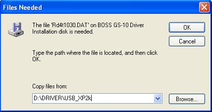 De driver installeren en instellen (Windows) 17. In het Kopieer bestanden van veld voert u het volgende in. Klik daarna op [OK]. D:\DRIVER\USB_XP2K * De drivernaam D kan op uw systeem anders zijn.