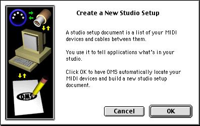 De driver installeren en instellen (Macintosh) OMS instellingen Indien andere MIDI apparaten zijn aangesloten, moet u deze allemaal uitzetten, en dan OMS instellingen maken middels de volgende