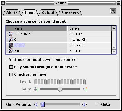De driver installeren en instellen (Macintosh) 5. Bij Choose a source for sound input (Device) selecteert u USB Audio. fig.