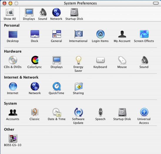 De driver installeren en instellen (Macintosh) MAC OS X gebruikers 1. Terwijl de GS-10 niet is aangesloten, start u Mac OS op.