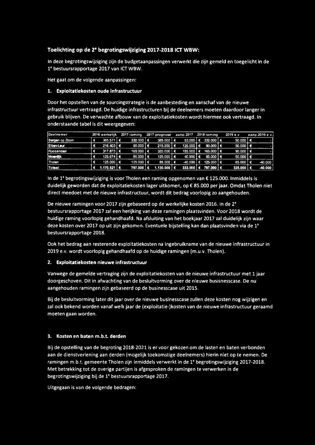 De huidige infrastructuren bij de deelnemers moeten daardoor langer in gebruik blijven. De verwachte afbouw van de exploitatiekosten wordt hiermee ook vertraagd.