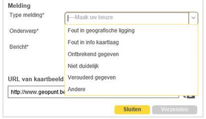 In de velden Type melding en Onderwerp wordt gewerkt met vooraf gedefinieerde lijsten waaruit je als melder een keuze maakt.