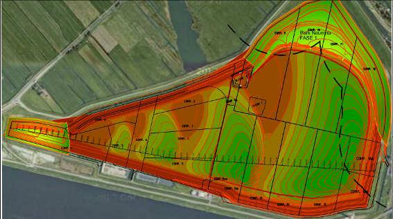 onderafdichtingsconstructie en een geohydrologisch isolatiesysteem. De compartimenten 16A en 16B (zie onderstaande figuur) zijn voorzien van een combinatie-onderafdichting.