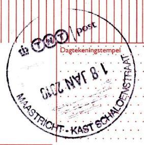 MAASTRICHT - KASTEEL SCHALOENSTRAAT 62A Het stempel werd in januari 2017 teruggezonden (31 DEC