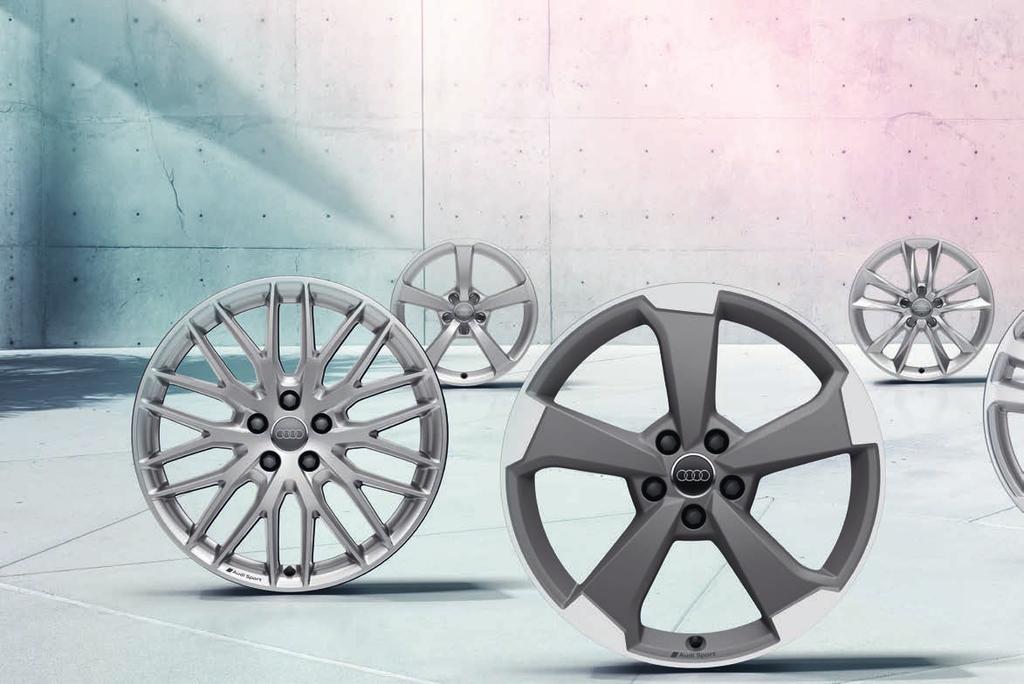 02 04 17 inch 17 inch 01 03 19 inch 19 inch 06 05 19 inch 07 08 18 inch 19 inch 18 inch 01 _ 19-inch Audi Sport gegoten lichtmetalen velgen in 10-Y-spaak-design¹ 02 _ 17-inch gegoten lichtmetalen