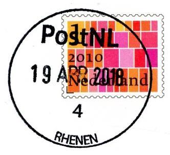 Postkantoor; gevestigd op 1 januari 2018: Bruna RHENEN 4 (type III: links uitgelijnd) Collectie BvM Herenstraat 39 Pakketpunt; adres in 2018: Vivánt Edwin en Janet's Tabak en Lektuurshop RHENEN?