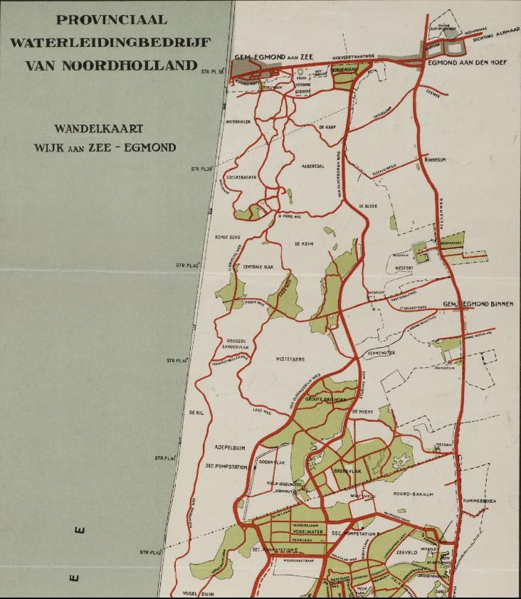 Figuur 4.24. Noordhollands Duinreservaat. Uitsnede van de wandelkaart van het gebied tussen Egmond aan Zee en Wijk aan Zee.