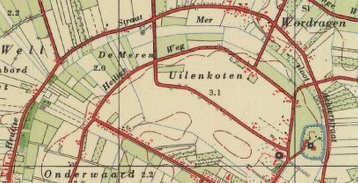 568) Afbeelding 7: Topografische kaart van 1956 met plangebied in