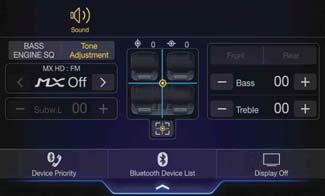 Geluidsconfiguratiefunctie Modus Tone regelaar BASS ENGINE SQ-modus BASS ENGINE SQ instellen Het BASS ENGINE-type instellen Met BASS ENGINE SQ kunt u de Bass-klanken perfect aanpassen aan uw muzikale