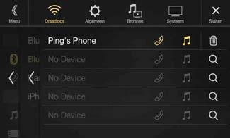 Wanneer de telefoonfunctie actief is via Apple CarPlay of Android Auto, dan kunt u niet "Off" selecteren. Selecteer dit als u een Bluetooth-telefoon wilt koppelen met dit toestel.