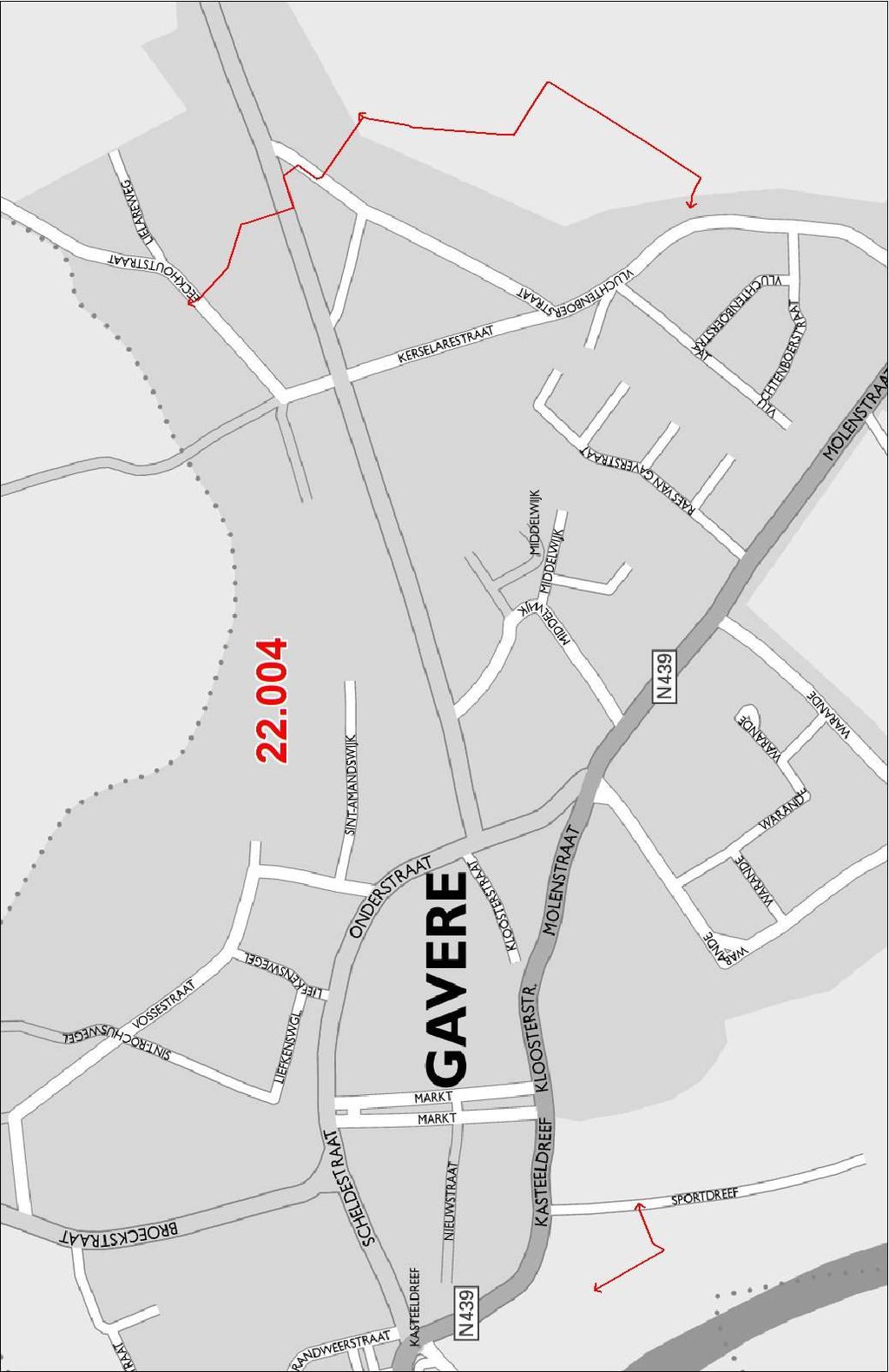 Stratenplan met in het rood