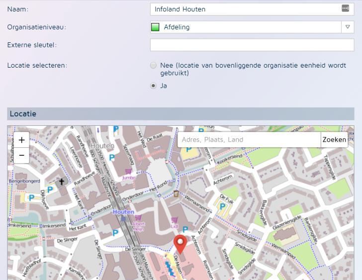 5.2 Werken met geografische locaties Om voornoemde geografische rapportage mogelijk te maken, zult u eenmalig moeten aangeven waar de organisatie-eenheden of locaties die u gebruikt binnen itask zich