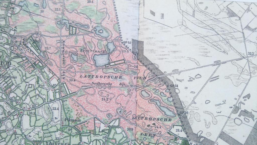 Lattropsche veen & Bergvennen (Situatie 1905) 1. Van oorsprong zure hoogveenvennen (turf afgegraven) 2.