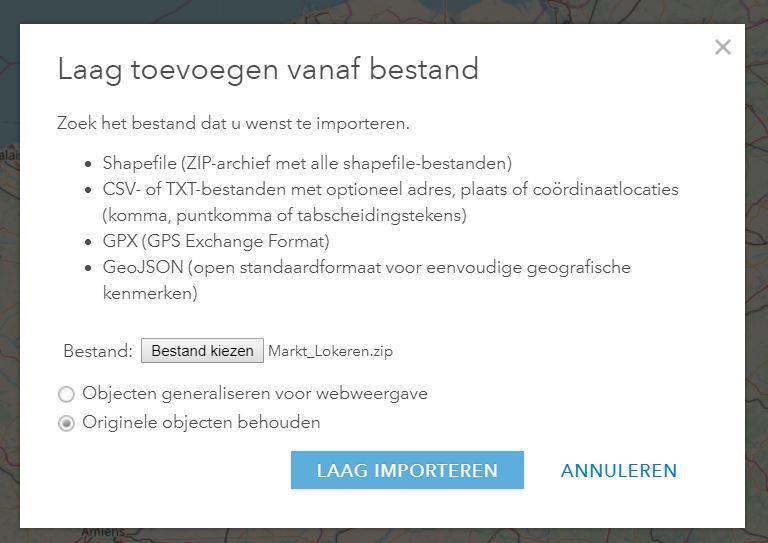 zip file van stap 3, duidt Originele objecten behouden aan en klik op