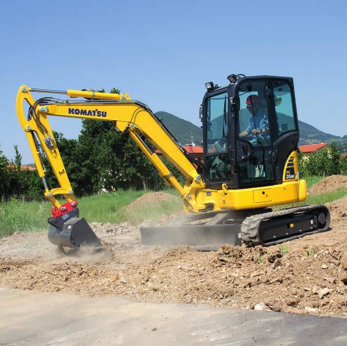 Krachtig en milieuvriendelijk Werken in nauwe ruimtes De nieuwe PC30/35MR-5 met korte draaicirkel levert optimale kracht en graafsnelheid en dit zelfs in besloten ruimtes waar de traditionele