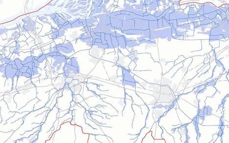 Bovenstaand kaartje geeft een beeld van het regionale watersysteem De exacte omvang van de voor waterberging benodigde ruimte is nog niet precies in beeld.
