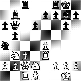 tempo, terwijl de loper nou niet bepaald op een beter veld terecht komt. 11...Pg4 Dreigt de sterke zwartveldige loper af te ruilen van wit.