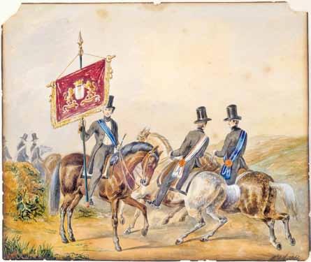 Erewacht te Delft voor het bezoek van koning Willem II aan Delft op 18 augustus 1841.