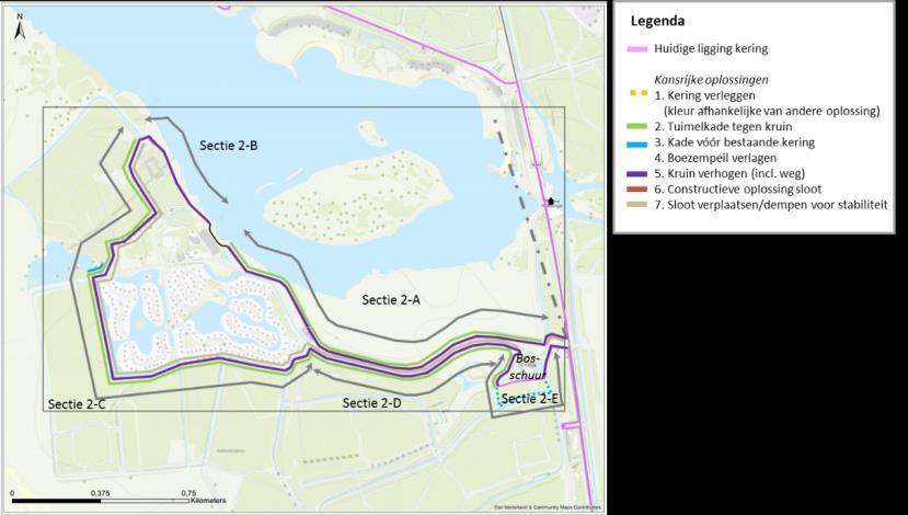 Figuur 3. Kaart deelgebied 2 uit Plan van aanpak met mogelijke oplossingen 1.4.3 Deelgebied 3A: Strandweg Robbengat Kade Deelgebied 3 is een langgerekt traject van circa 10 km.