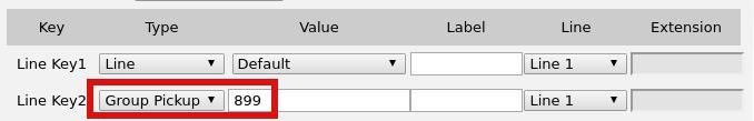 Value/Parameter 1: <Phone account>, het Phone account waarvoor BLF gewenst is. Label/Name: naam van collega; deze verschijnt indien van toepassing in het toestel-display naast de Line Key.