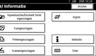 Gebruikersinstellingen (Eigenschappen Kopieermachine/Document Server) Toegang krijgen tot Gebruikersinstellingen (Eigenschappen Kopieermachine/ Document Server) 4 Dit gedeelte is bedoeld voor