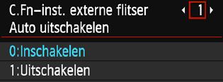 3 De flitser instellenn Wis flitsinstellingen Druk in het scherm [Func.inst. externe flitser] op de knop <B> om het scherm voor het wissen van de flitserinstellingen weer te geven.